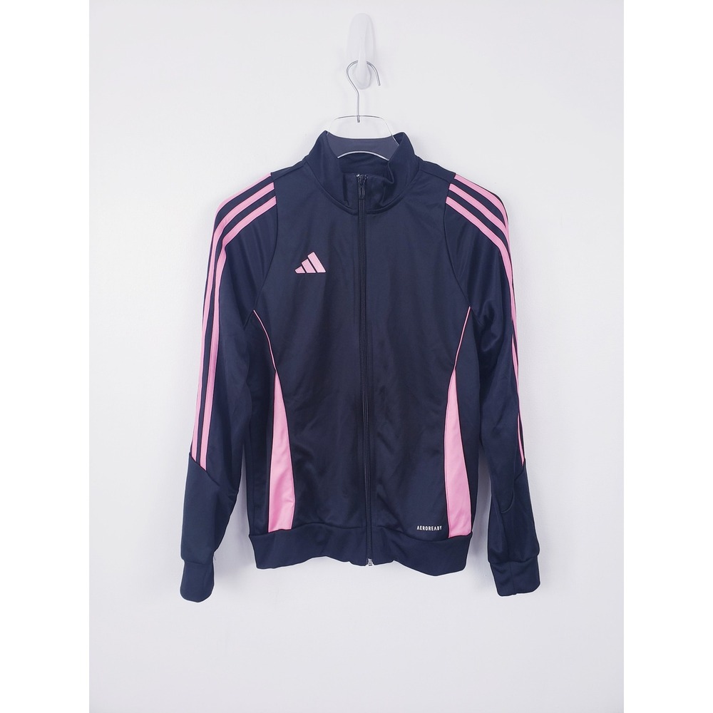 Adidas Tracksuit Black Pink 3-Stripe Aeroready Jacket Pants Kids Size Large